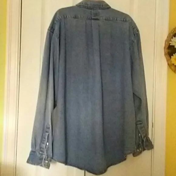  Steve & Barry's Faded Blue Jean Men Shirt Size XXL - Picture 2 of 5